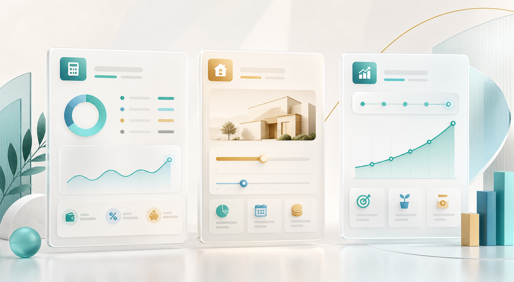 Illustration showing tax, EMI, and SIP planning modules as clean finance tools.